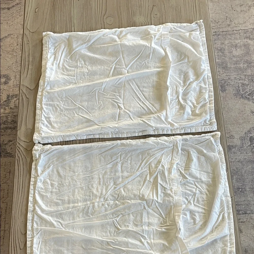 Pottery Barn striped pillow covers 100% cotton 20 x 26 coastal set of two